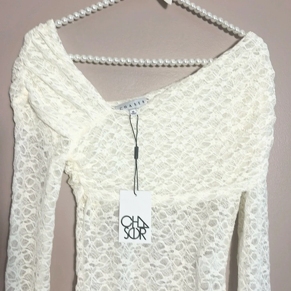 Chaser Asymmetrical Lace Thong Bodysuit